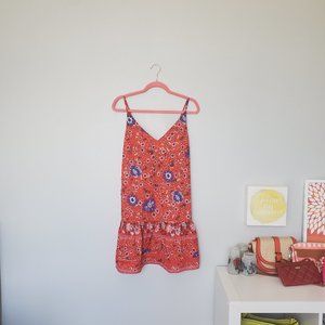 Floral red bohemian dress